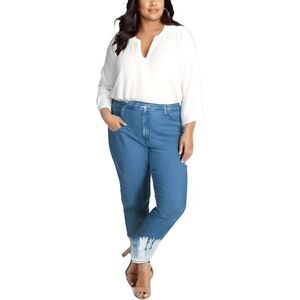 NYDJ Womens Sheri Blue Dip-Dye Denim Ankle Jeans Plus NWT